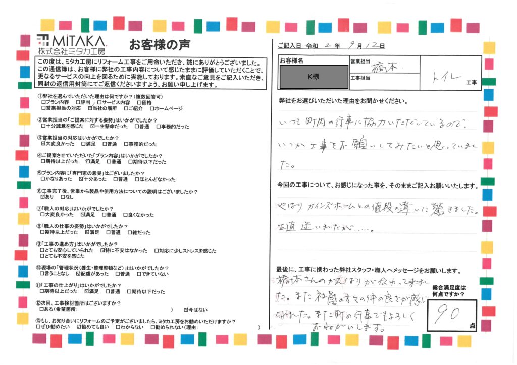 担当の方の頑張りが伝わってきました。また社員の方々の仲の良さが感じられました。