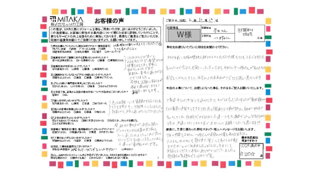 希望以上の出来上がりで、とても嬉しく思っています。