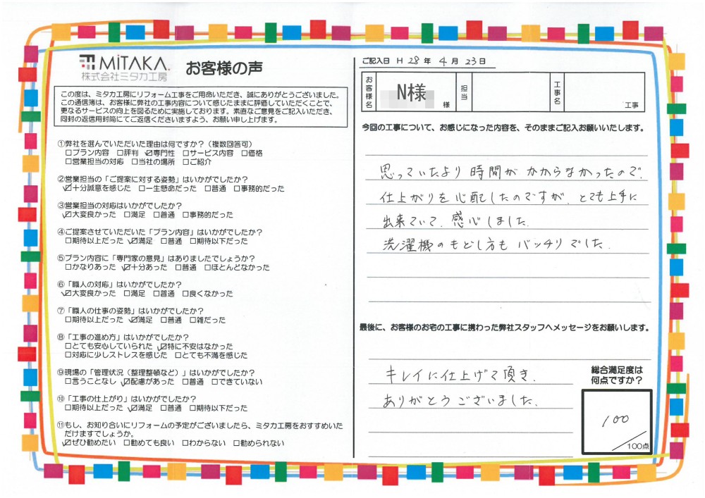 とても上手に出来ていて、感心しました。